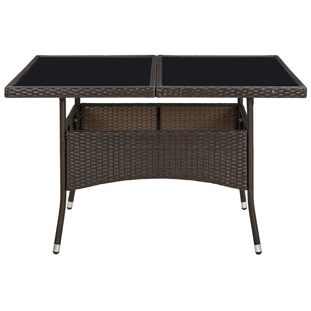 Garten-Esstisch Braun Poly Rattan und Glas – Bild 3