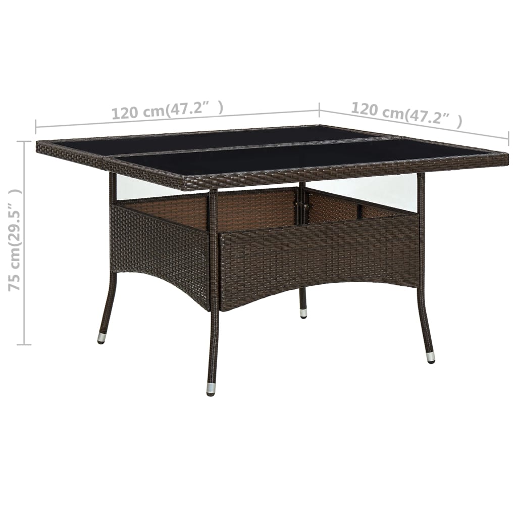 Garten-Esstisch Braun Poly Rattan und Glas – Bild 5