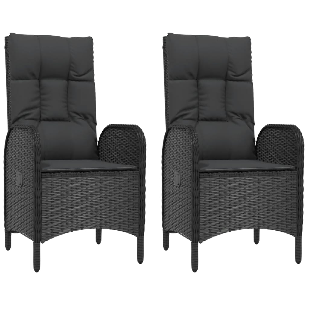 Gartenstühle 2 Stk. Poly Rattan Schwarz – Bild 2