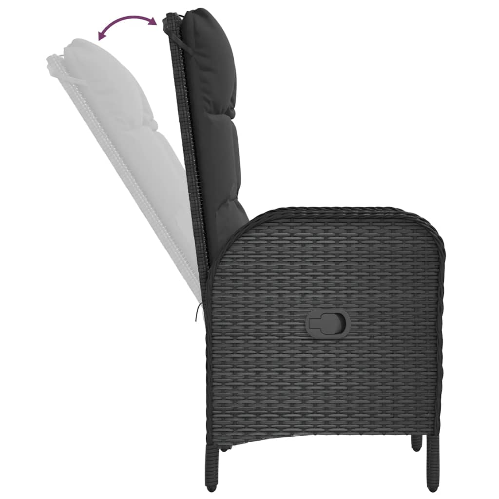 Gartenstühle 2 Stk. Poly Rattan Schwarz – Bild 8