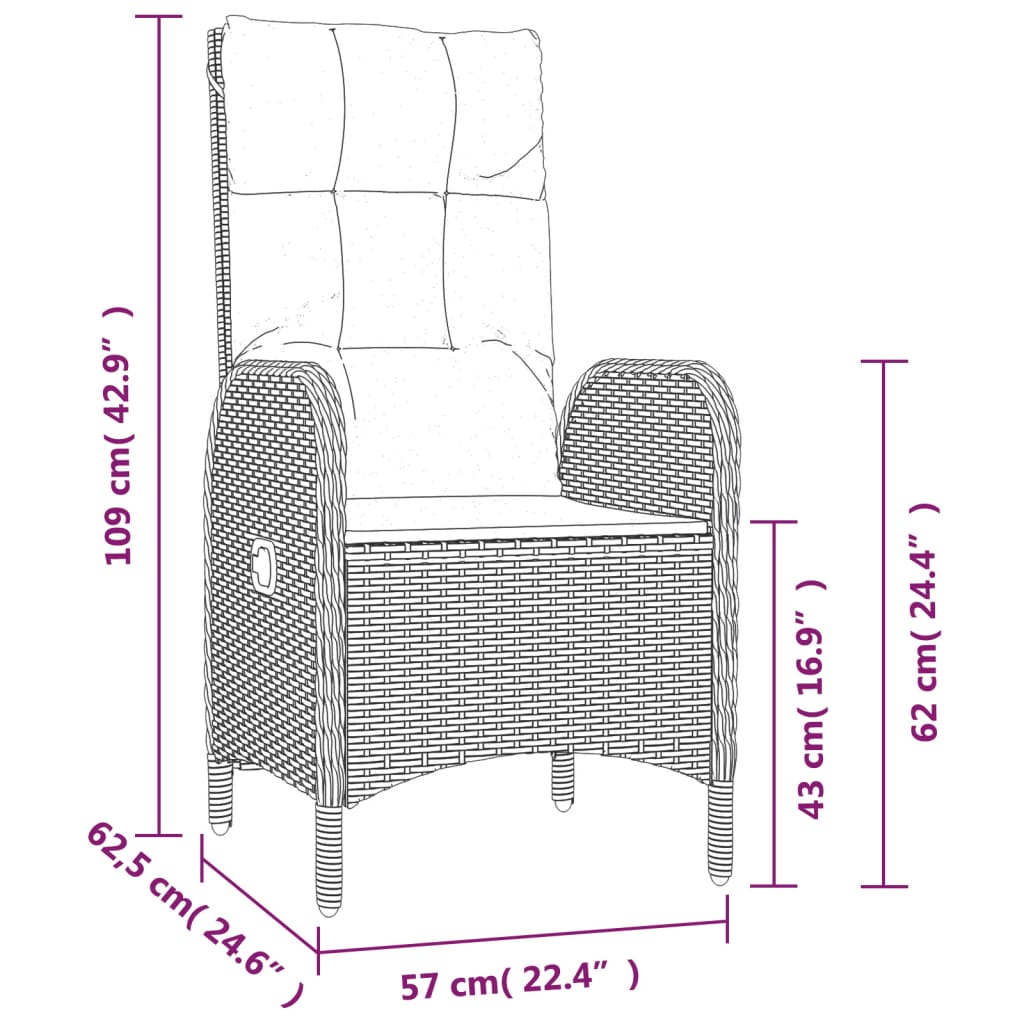 Gartenstühle 2 Stk. Poly Rattan Schwarz – Bild 9