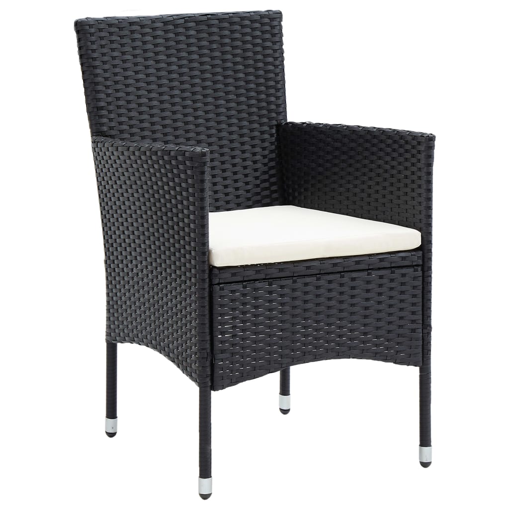 Garten-Essstühle 4 Stk. Poly Rattan Schwarz – Bild 2