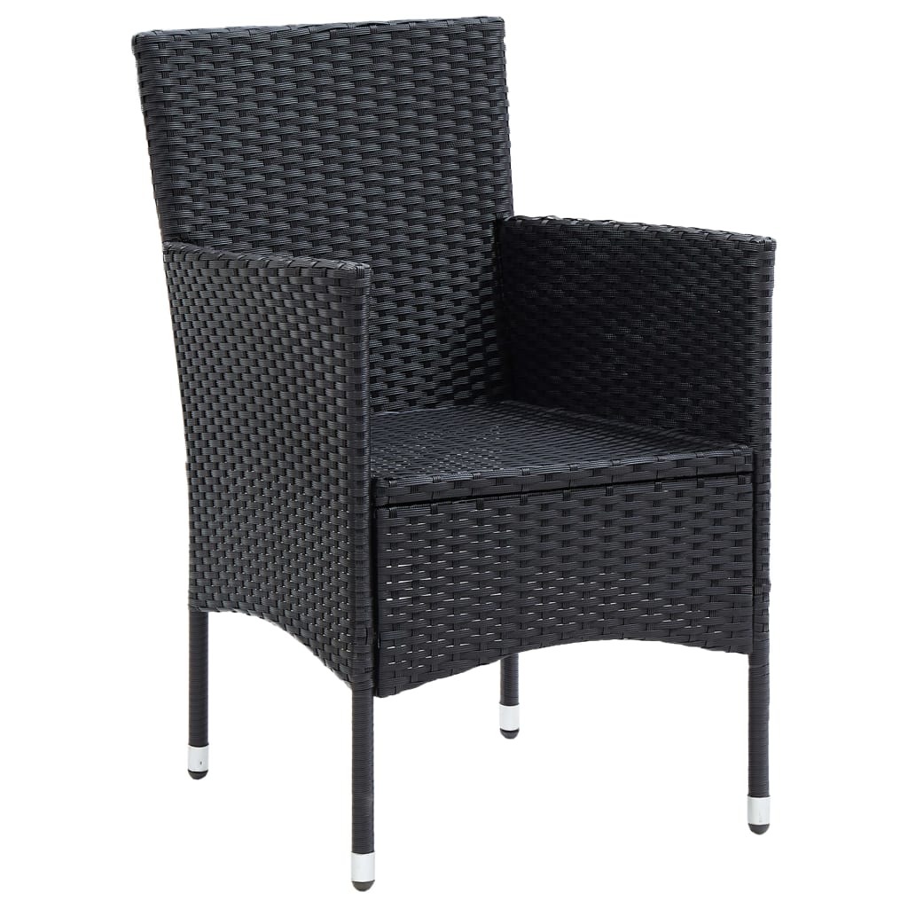 Garten-Essstühle 4 Stk. Poly Rattan Schwarz – Bild 3