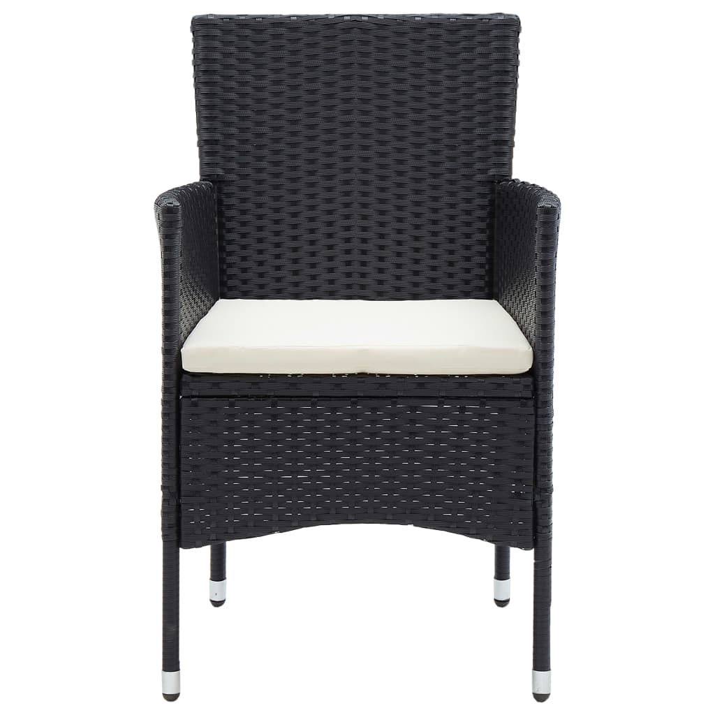 Garten-Essstühle 4 Stk. Poly Rattan Schwarz – Bild 4