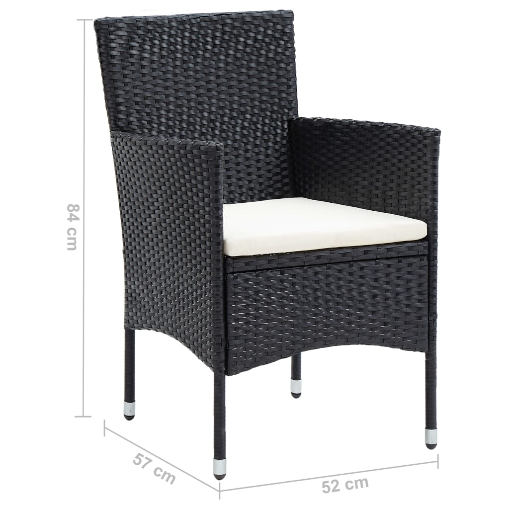 Garten-Essstühle 4 Stk. Poly Rattan Schwarz – Bild 8