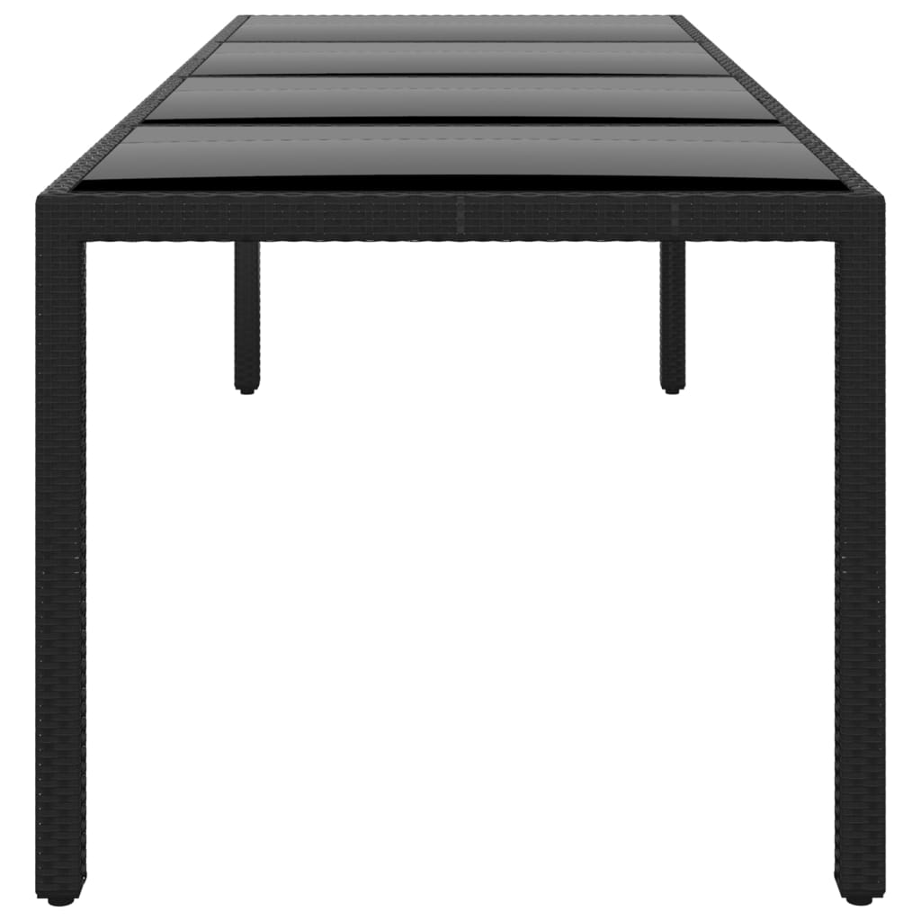 Gartentisch 250x100x75 cm Hartglas und Poly Rattan Schwarz – Bild 3