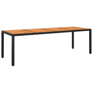 Gartentisch 250x100x75 cm Akazienholz und Poly Rattan Schwarz