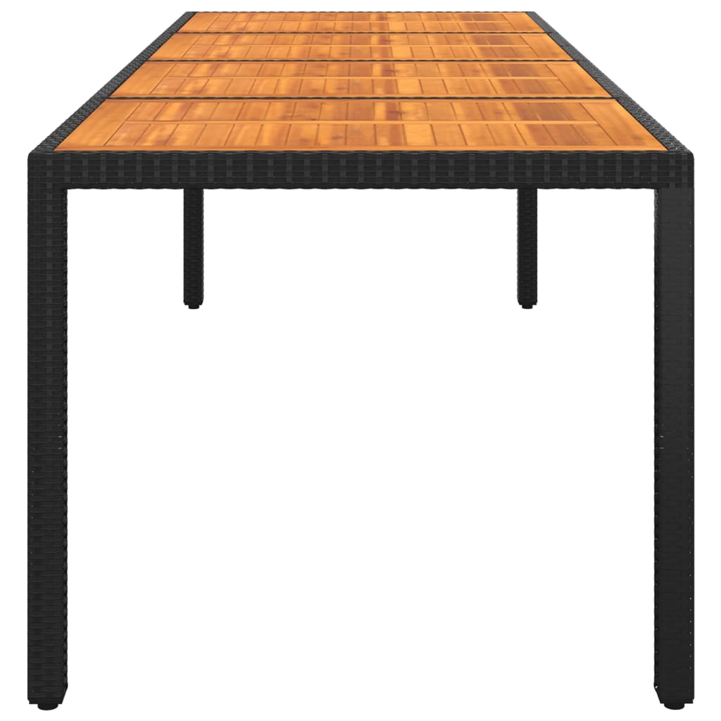 Gartentisch 250x100x75 cm Akazienholz und Poly Rattan Schwarz – Bild 3