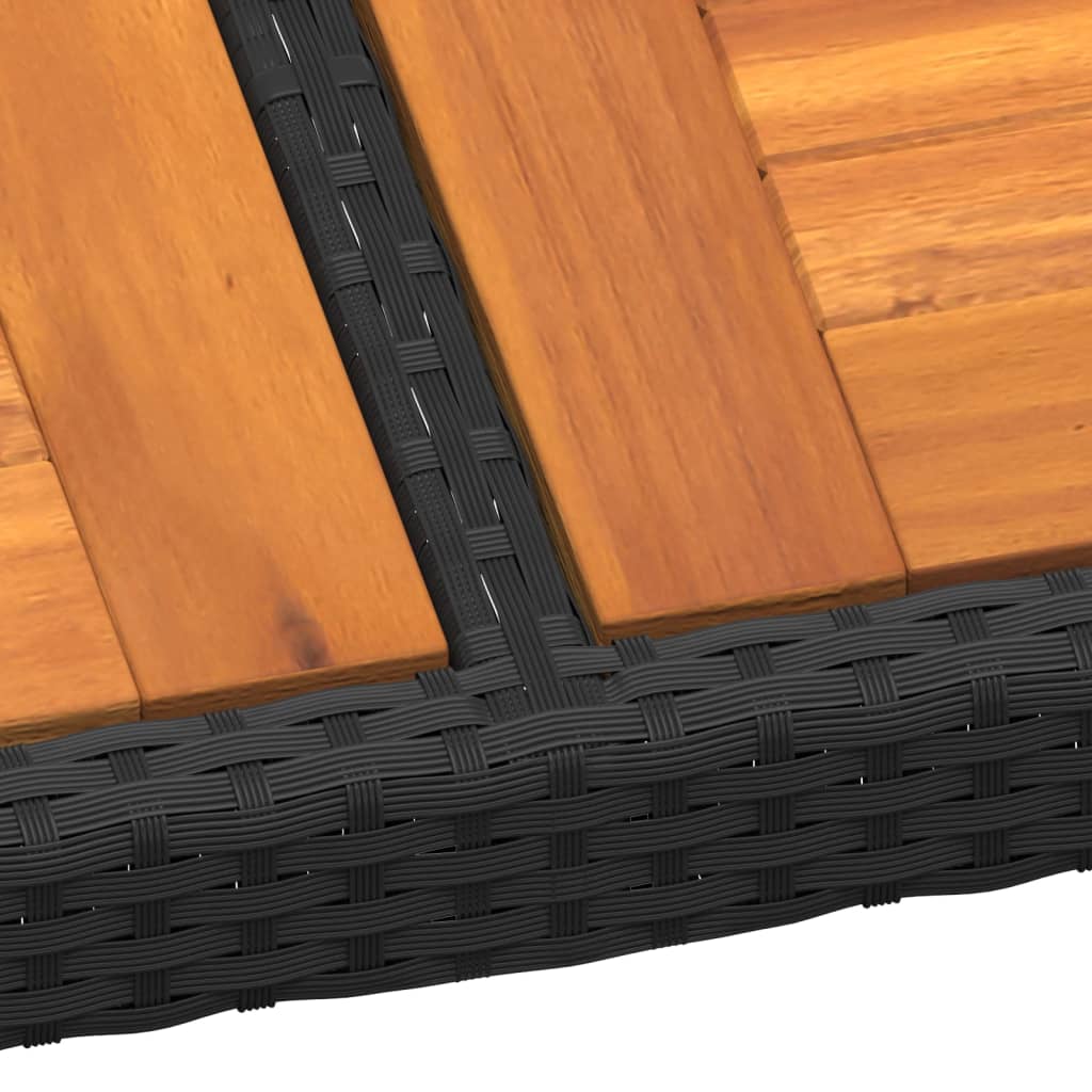 Gartentisch 250x100x75 cm Akazienholz und Poly Rattan Schwarz – Bild 4