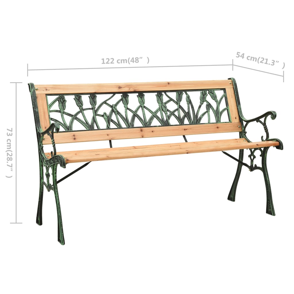 Gartenbank 122 cm Gusseisen und Massivholz Tanne – Bild 6