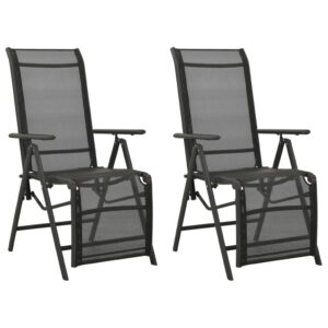 Garten-Liegestühle 2 Stk. Textilene und Aluminium Schwarz