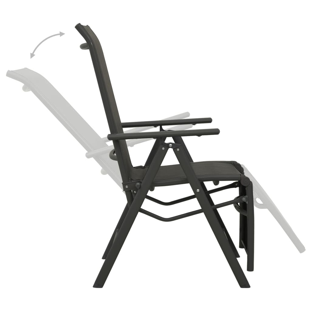 Garten-Liegestühle 2 Stk. Textilene und Aluminium Schwarz – Bild 6