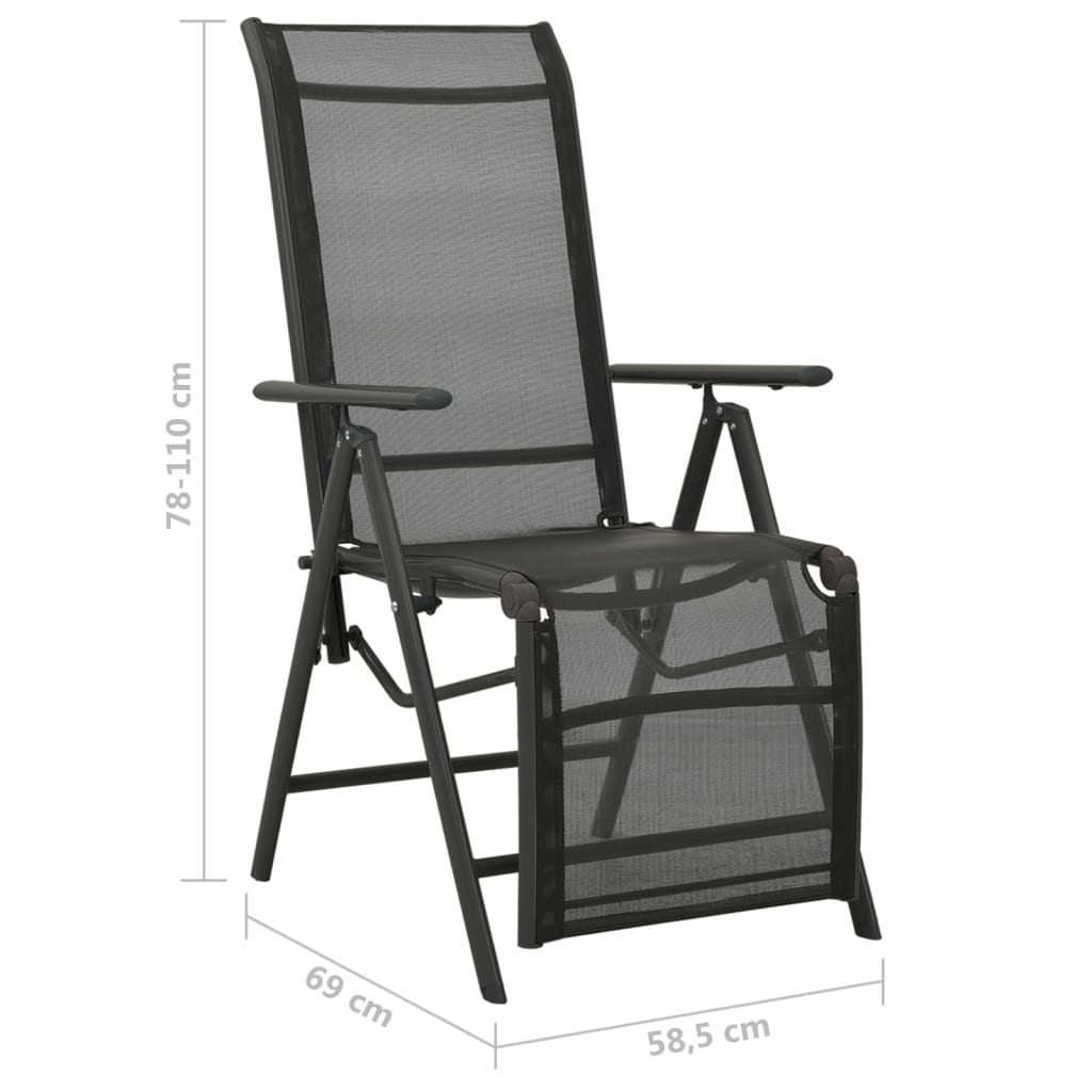 Garten-Liegestühle 2 Stk. Textilene und Aluminium Schwarz – Bild 9