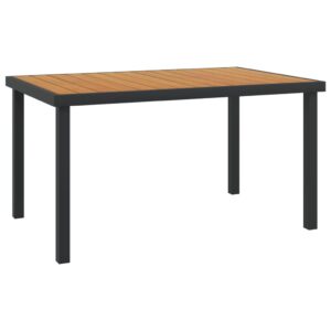 Gartentisch Schwarz 140x90x74 cm Aluminium und WPC