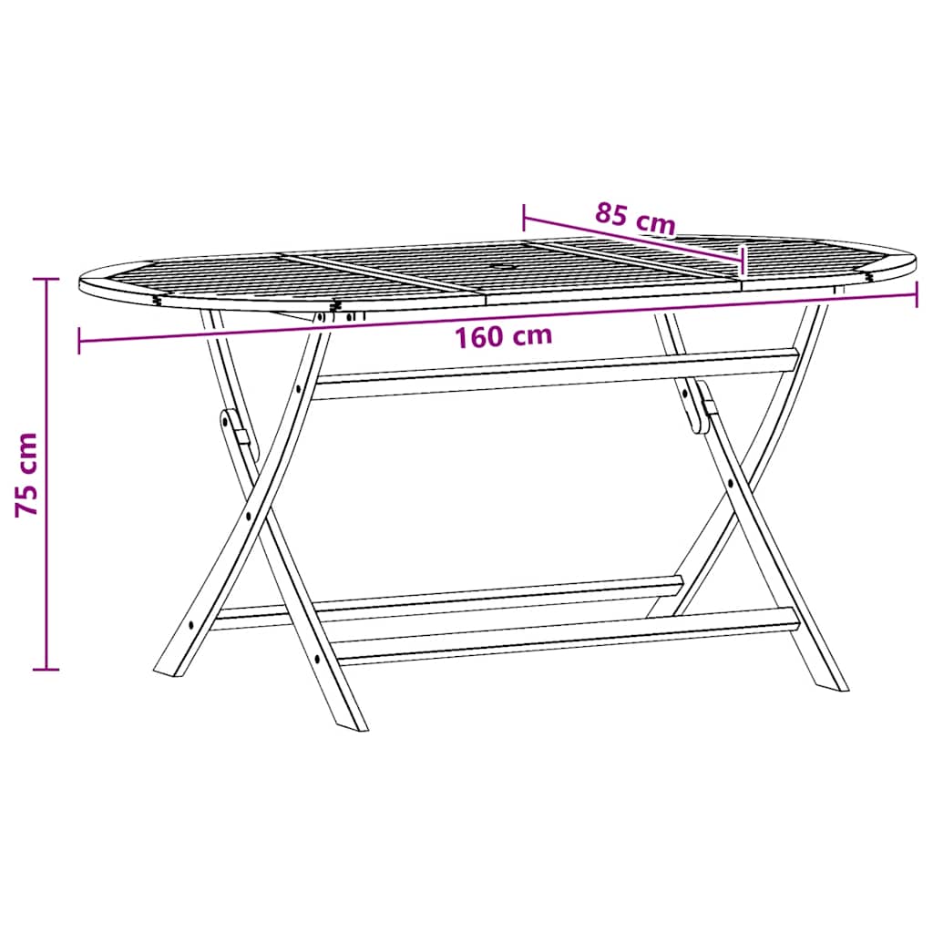 Klappbarer Gartentisch 160x85x75 cm Massivholz Eukalyptus – Bild 6