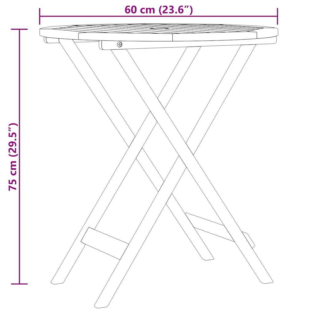 Klappbarer Gartentisch Ø60x75 cm Massivholz Eukalyptus – Bild 6