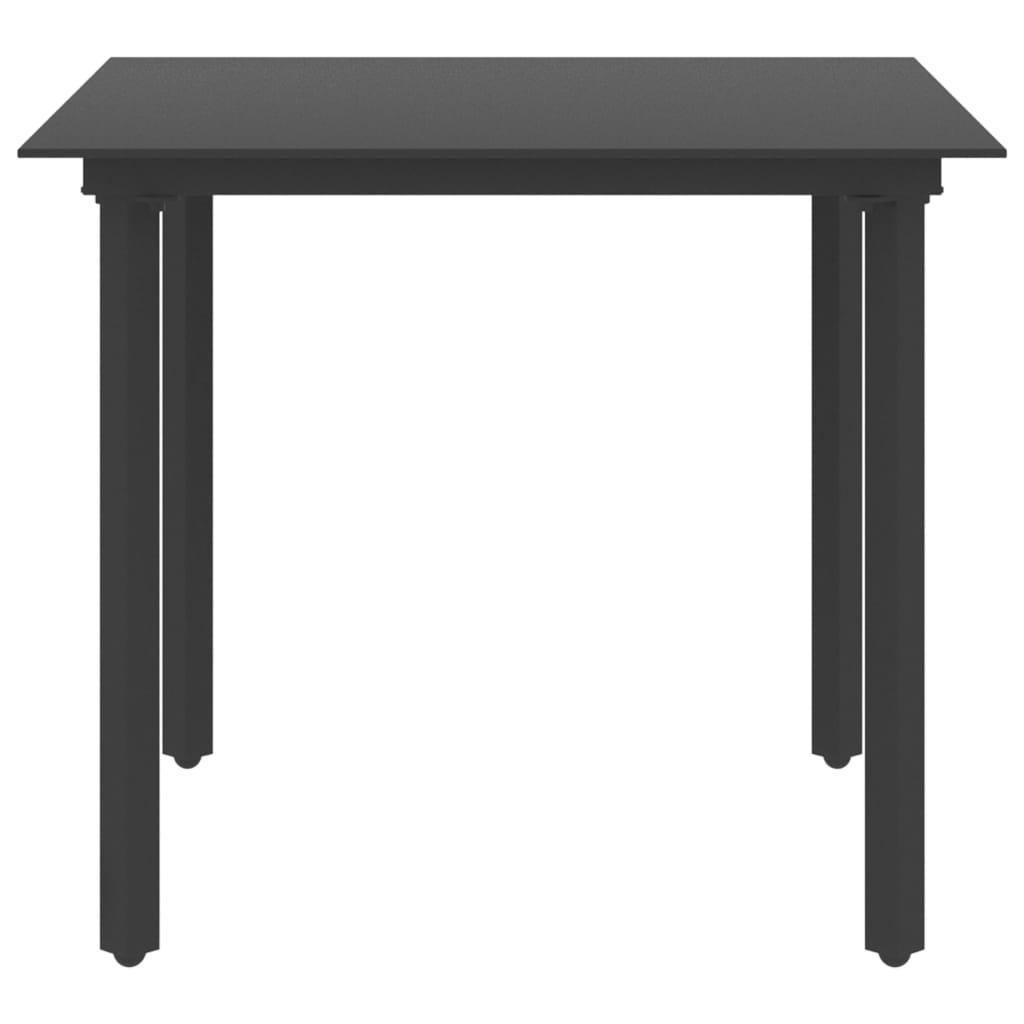 Garten-Esstisch Schwarz 80x80x74 cm Stahl und Glas – Bild 2