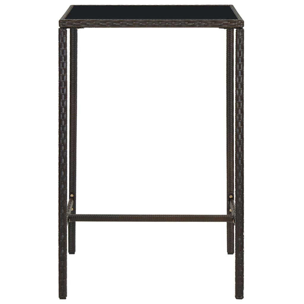 Garten-Bartisch Braun 70x70x110 cm Poly Rattan und Glas – Bild 2