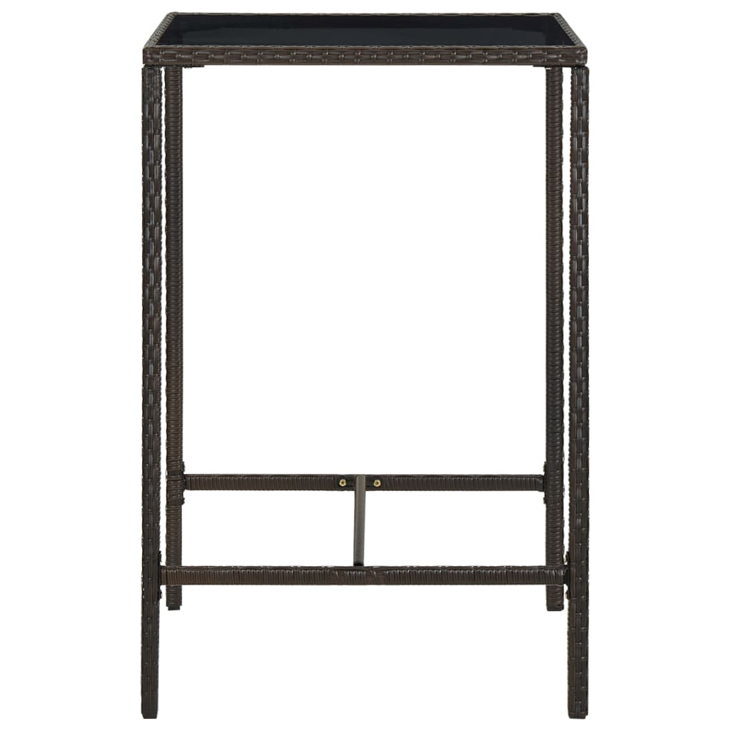 Garten-Bartisch Braun 70x70x110 cm Poly Rattan und Glas – Bild 3