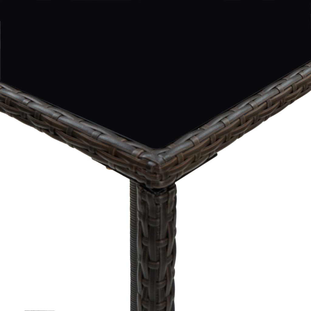 Garten-Bartisch Braun 70x70x110 cm Poly Rattan und Glas – Bild 5