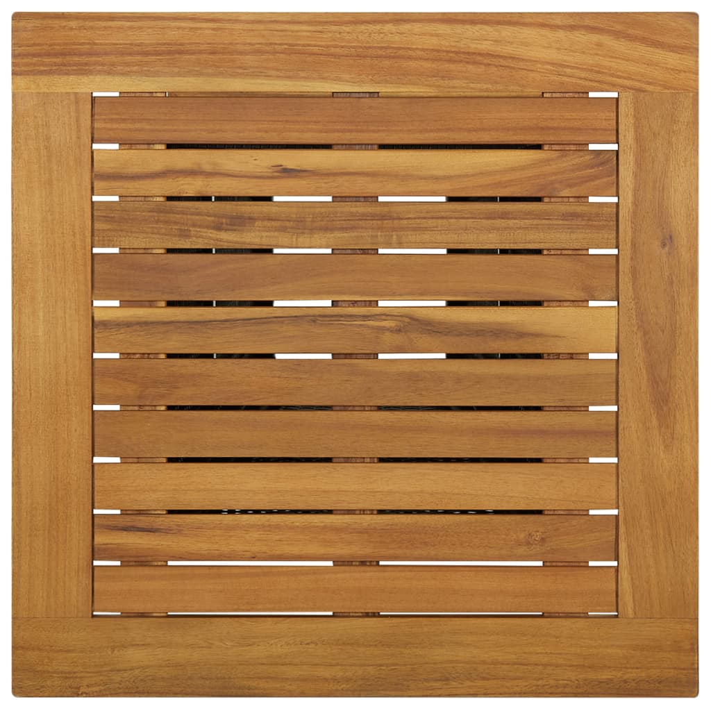 Bartisch Schwarz 60x60x110 cm Poly Rattan und Massivholz Akazie – Bild 4