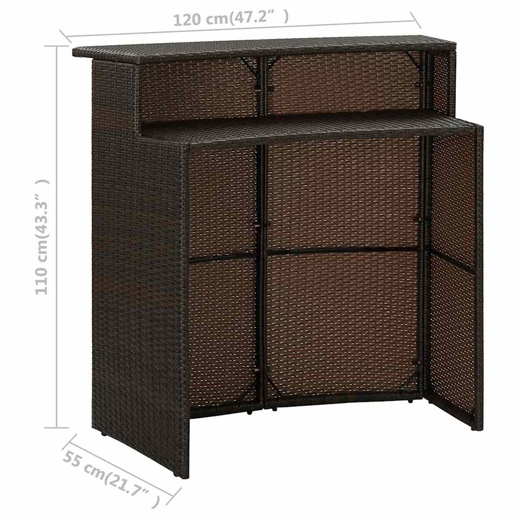 Garten-Bartisch Braun 120x55x110 cm Poly Rattan – Bild 8