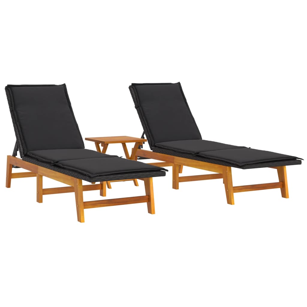 3-tlg. Garten-Lounge-Set Poly Rattan & Massivholz Akazie – Bild 3