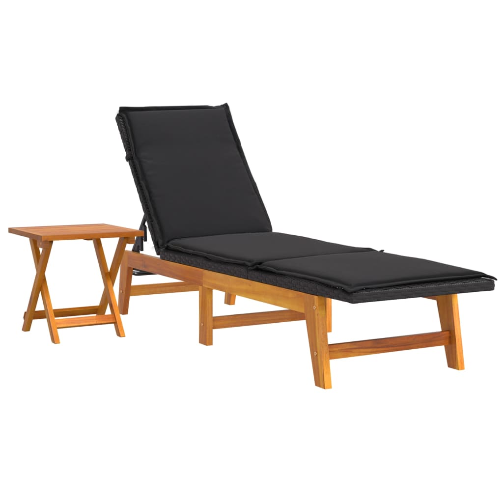 3-tlg. Garten-Lounge-Set Poly Rattan & Massivholz Akazie – Bild 4