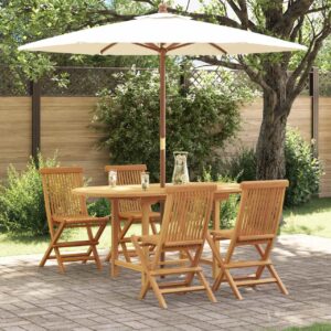 Garten Essgruppe 5 pcs Braun Massivholz Teak