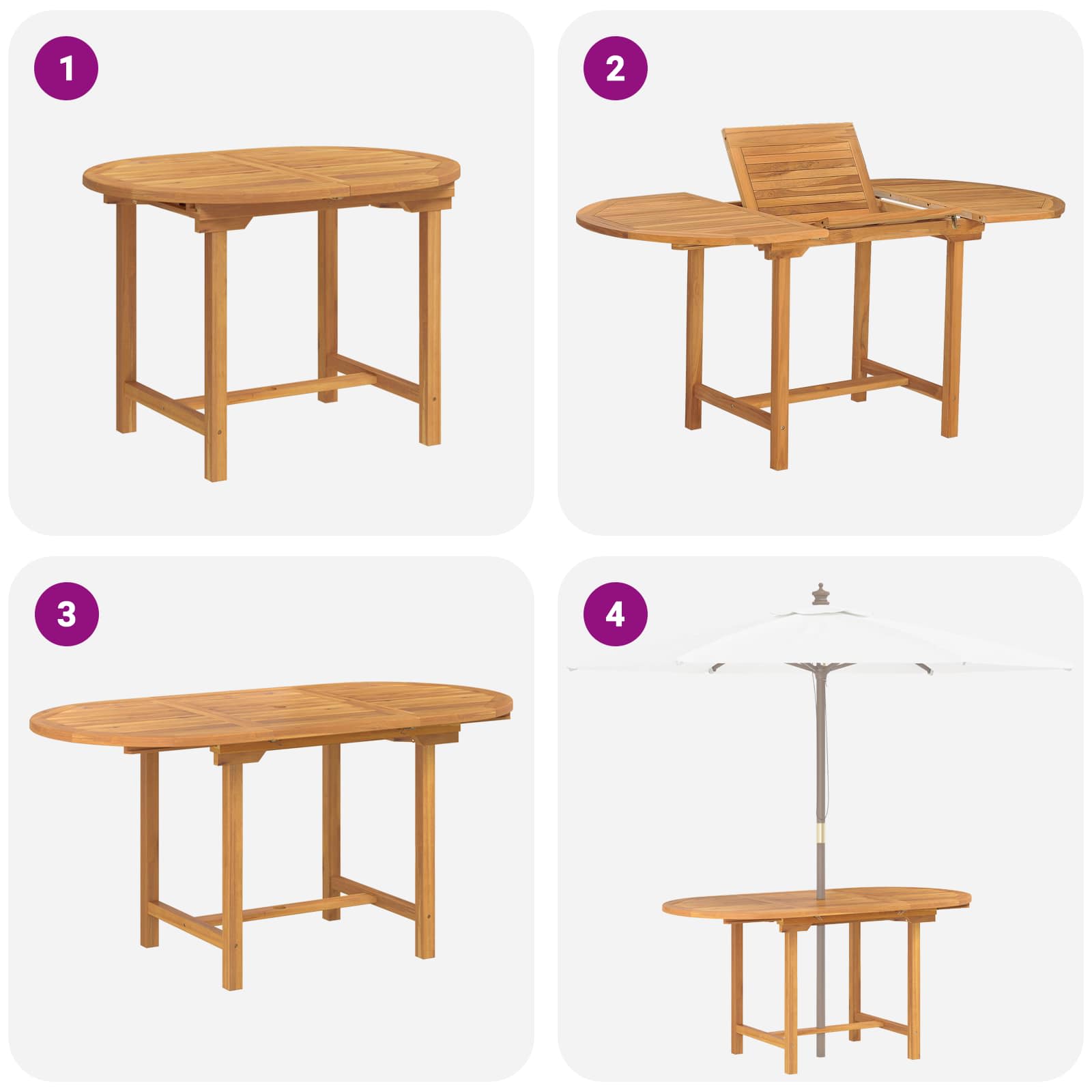 Garten Essgruppe 5 pcs Braun Massivholz Teak – Bild 11