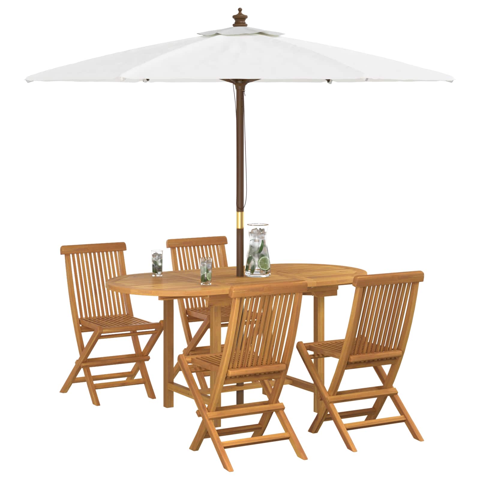 Garten Essgruppe 5 pcs Braun Massivholz Teak – Bild 3