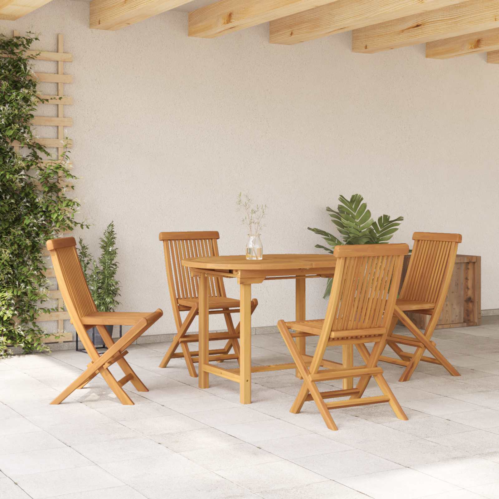 Garten Essgruppe 5 pcs Braun Massivholz Teak – Bild 4
