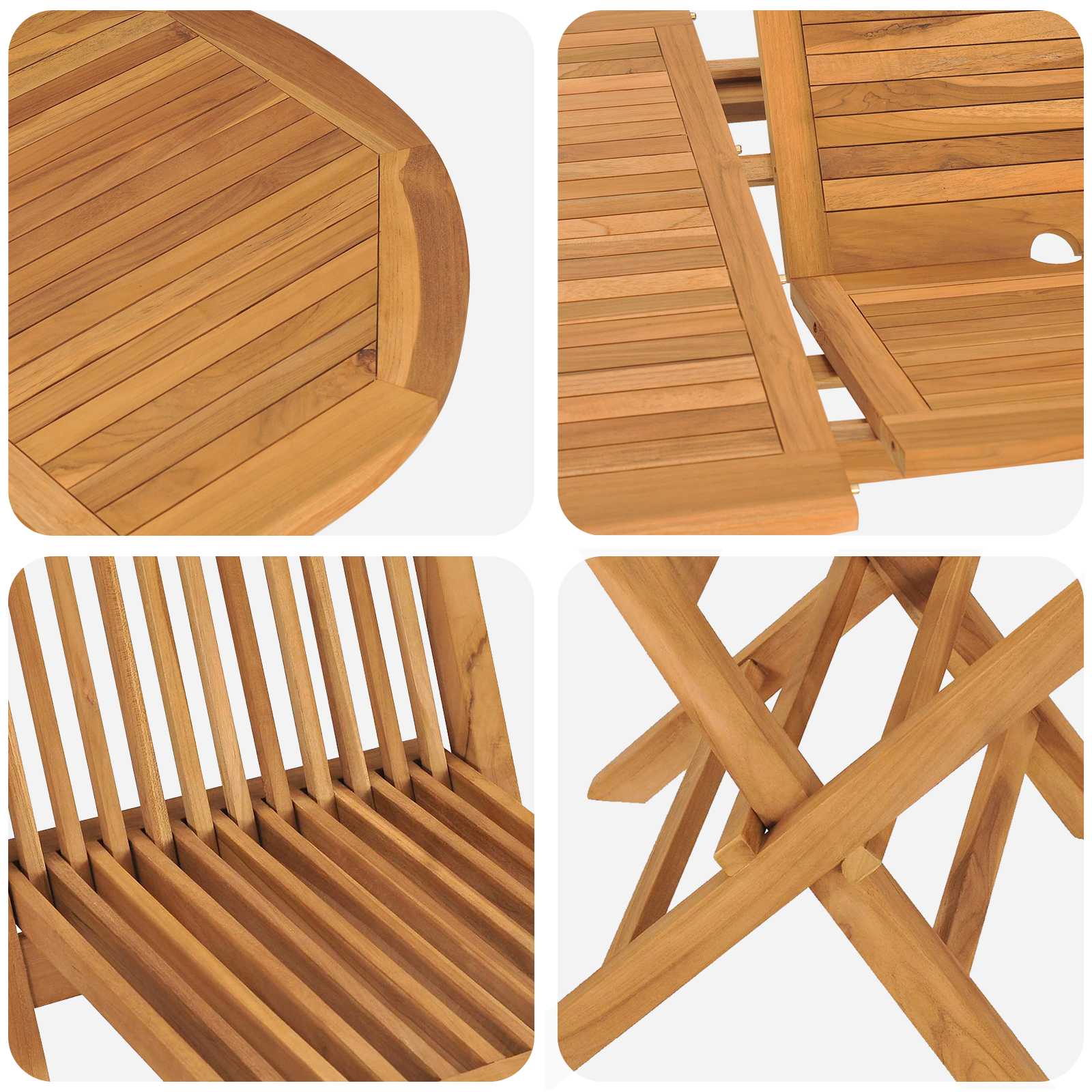 Garten Essgruppe 5 pcs Braun Massivholz Teak – Bild 9