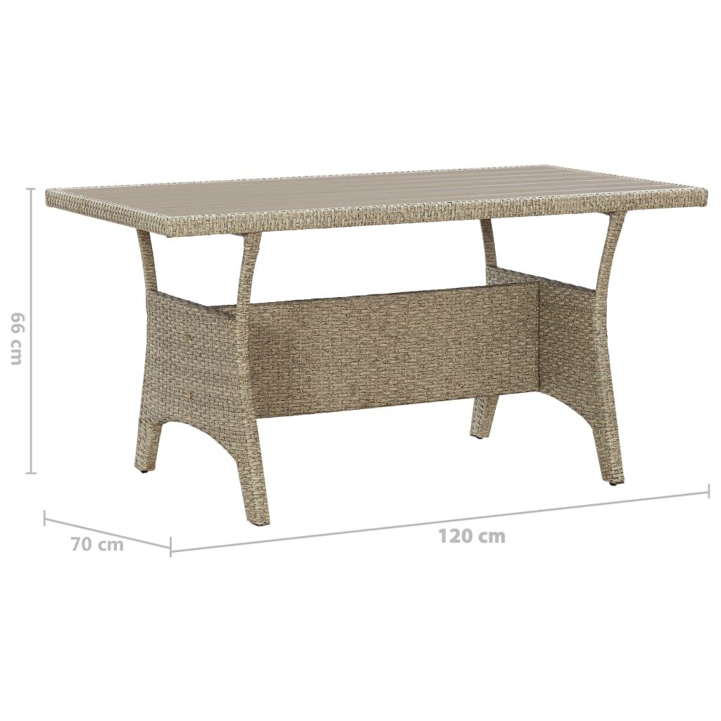 Gartentisch Grau 120x70x66 cm Poly Rattan – Bild 6