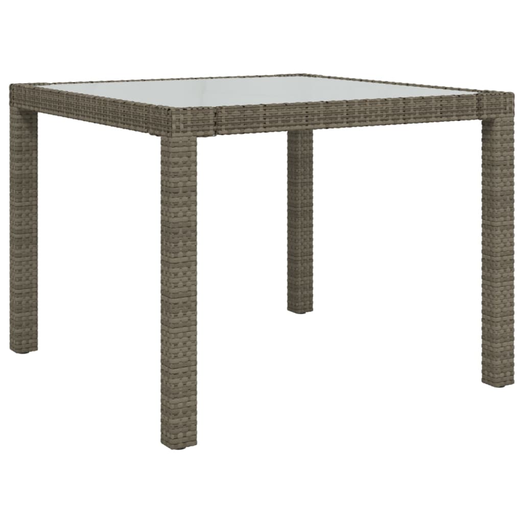 Gartentisch 90x90x75 cm Gehärtetes Glas Poly Rattan Grau – Bild 2