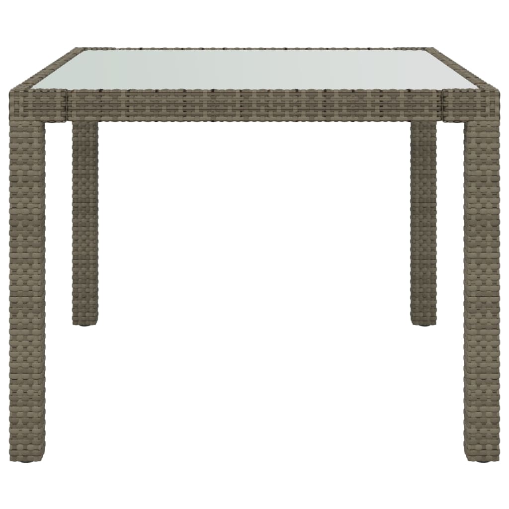 Gartentisch 90x90x75 cm Gehärtetes Glas Poly Rattan Grau – Bild 3