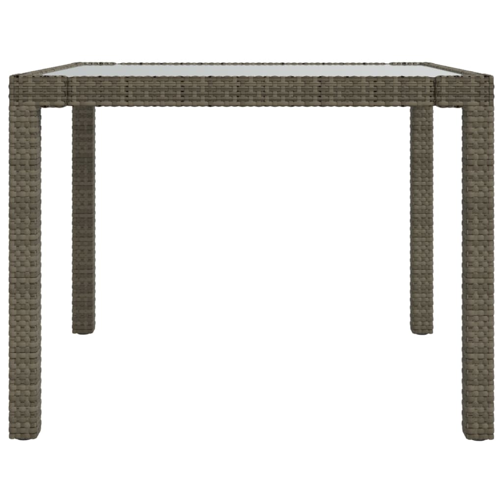 Gartentisch 90x90x75 cm Gehärtetes Glas Poly Rattan Grau – Bild 4