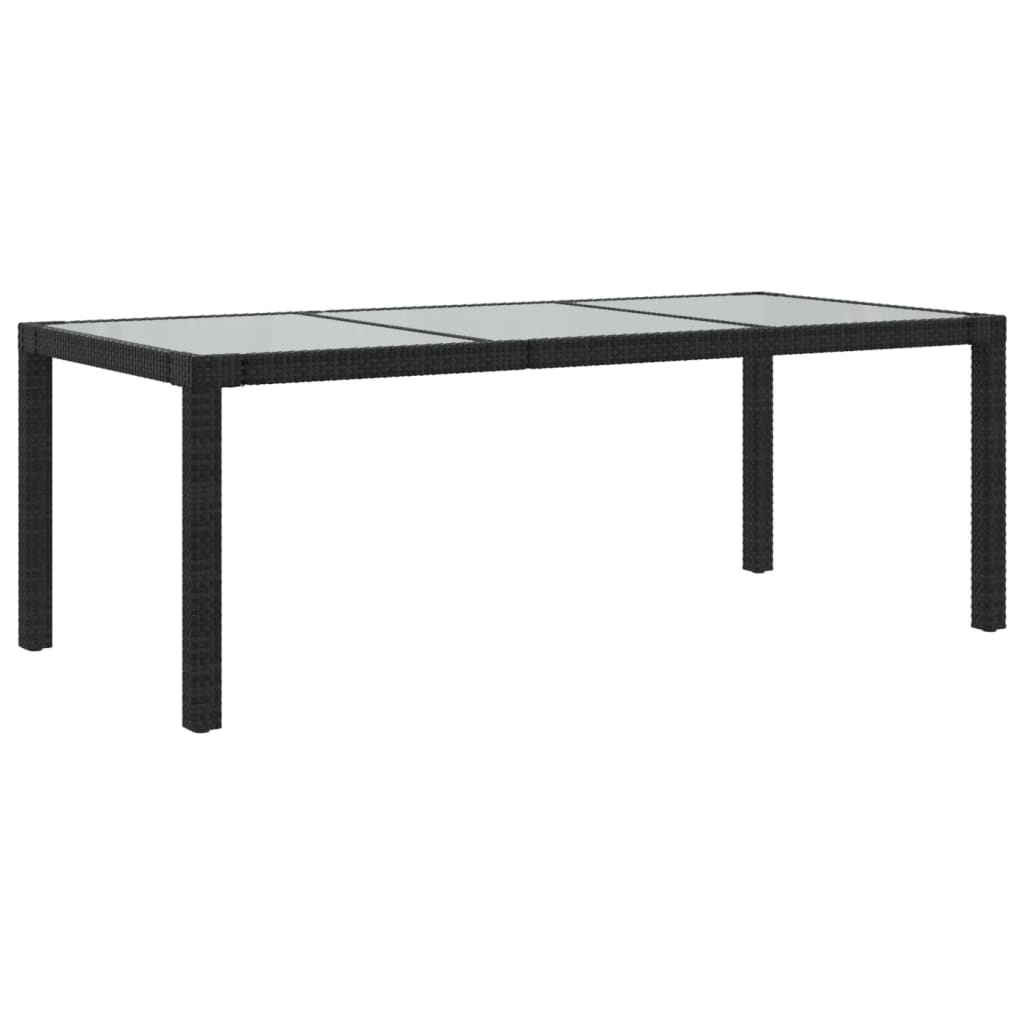 Gartentisch Schwarz 190x90x75 cm Gehärtetes Glas Poly Rattan – Bild 2