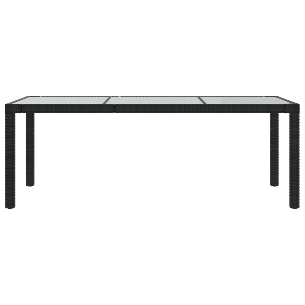 Gartentisch Schwarz 190x90x75 cm Gehärtetes Glas Poly Rattan – Bild 3