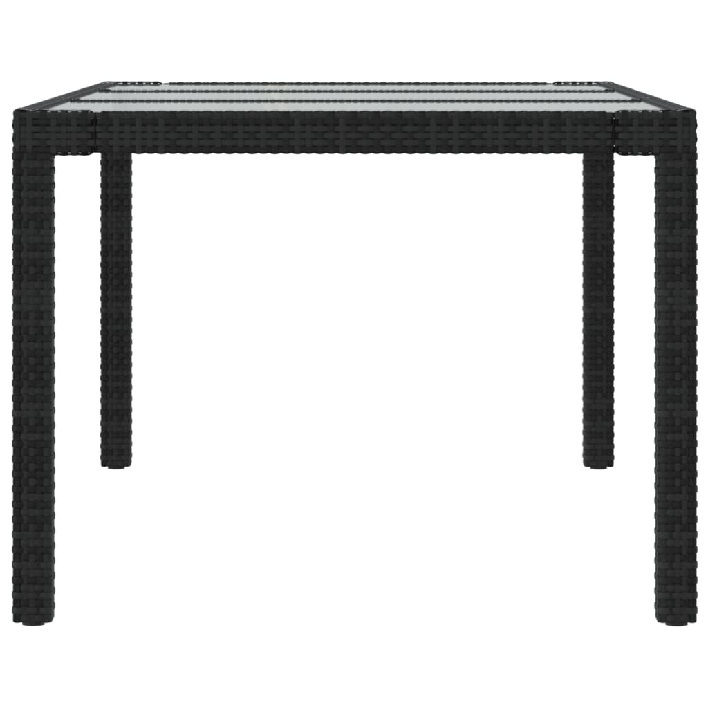 Gartentisch Schwarz 190x90x75 cm Gehärtetes Glas Poly Rattan – Bild 4