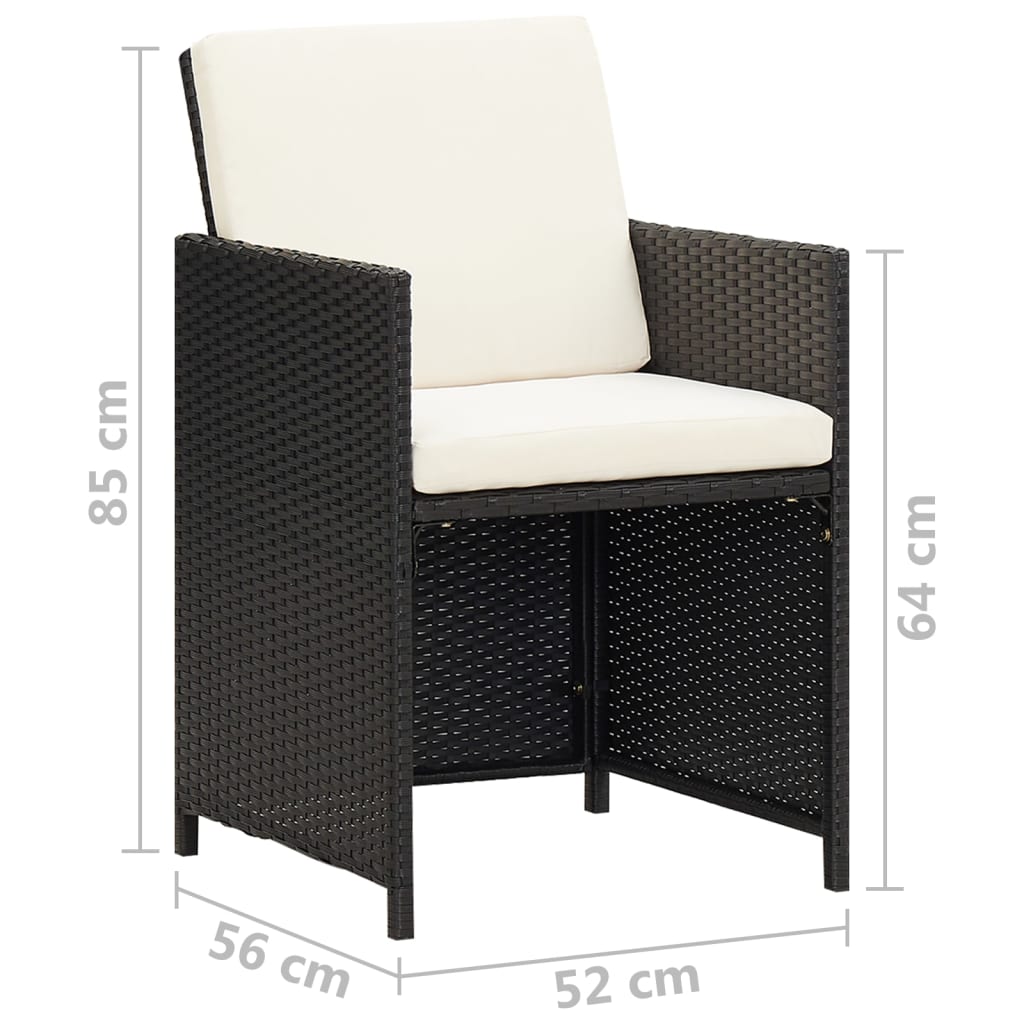 Gartenstühle 4 Stk. Poly Rattan Schwarz – Bild 11