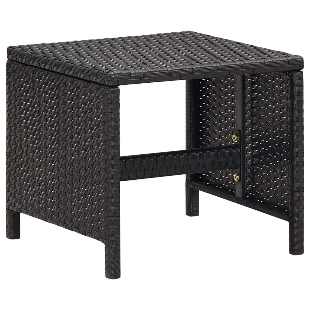 4-tlg. Gartenstuhl und Hocker Set Poly Rattan Schwarz – Bild 10