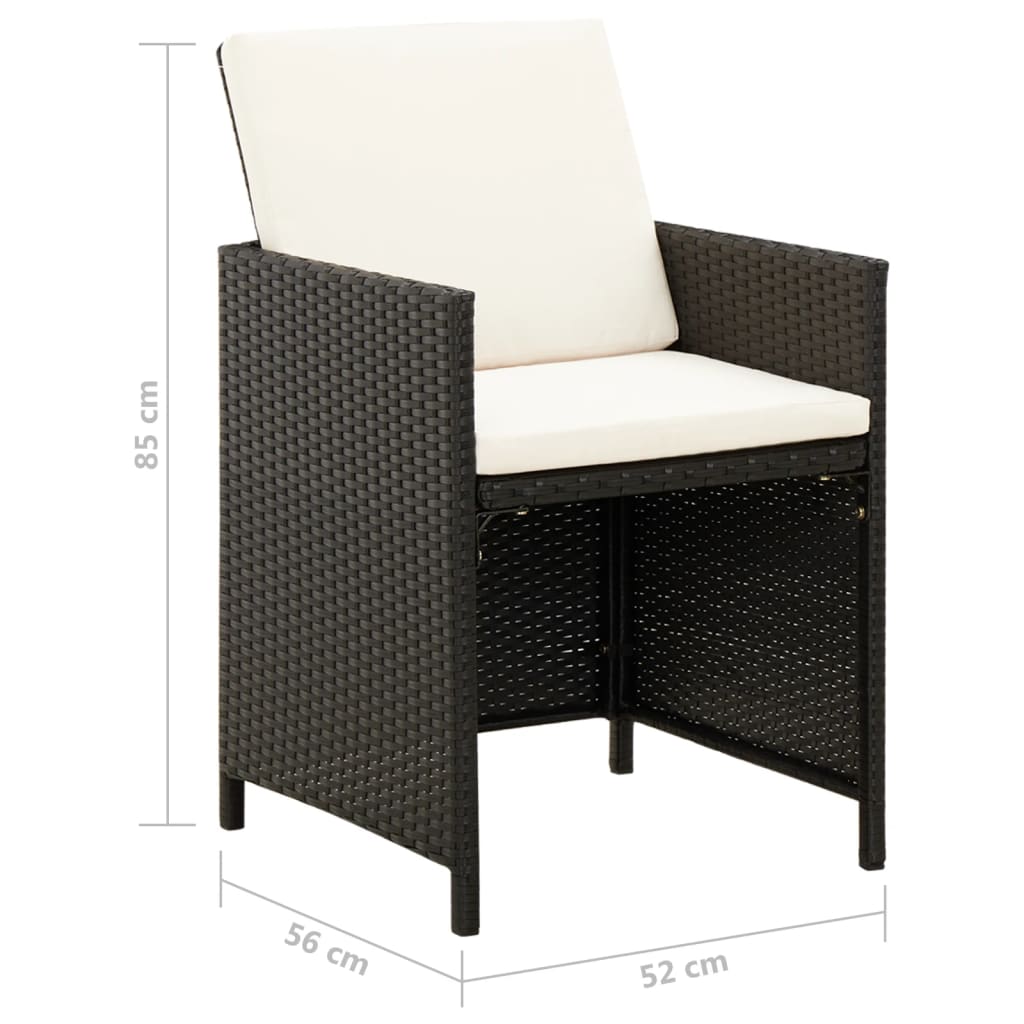 4-tlg. Gartenstuhl und Hocker Set Poly Rattan Schwarz – Bild 11