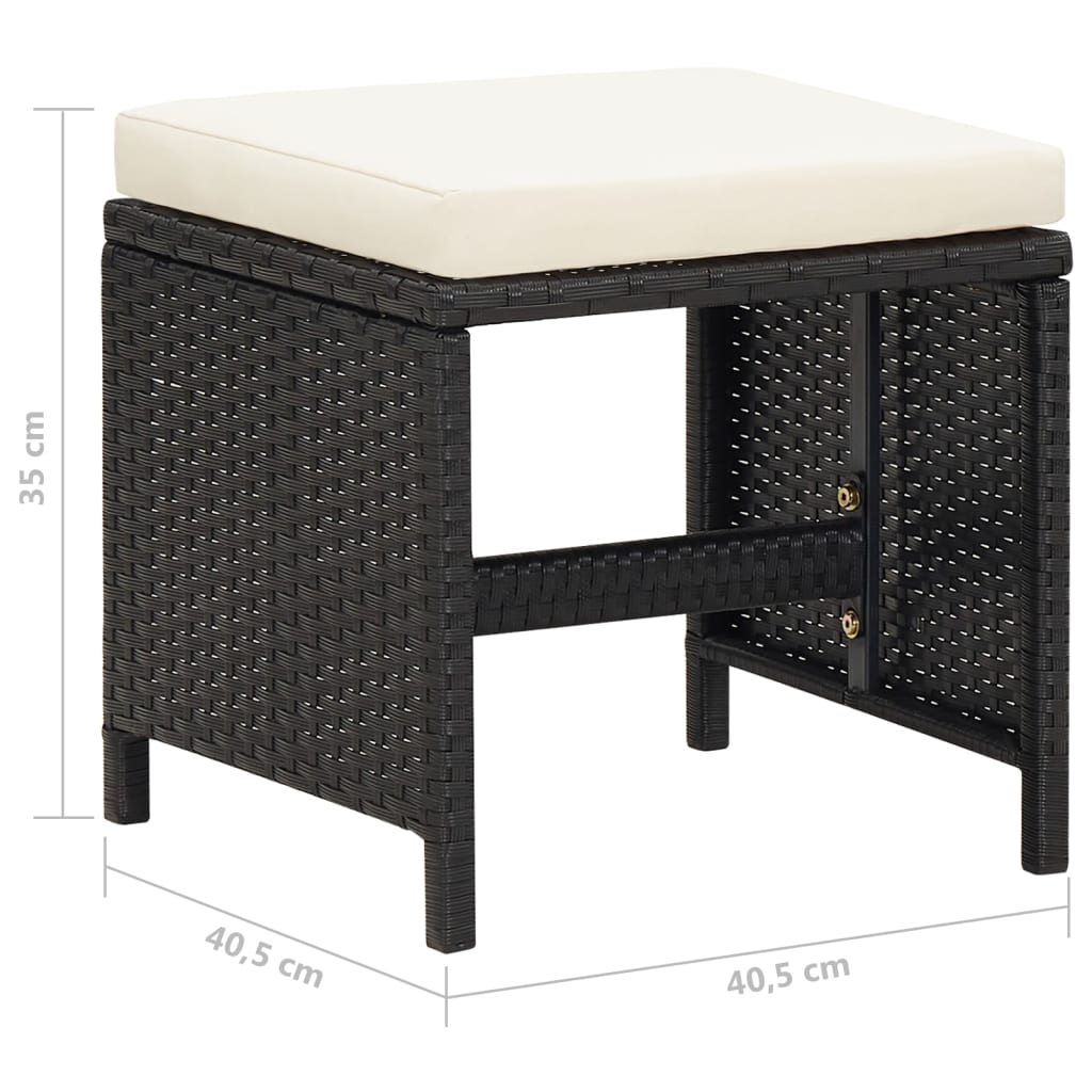 4-tlg. Gartenstuhl und Hocker Set Poly Rattan Schwarz – Bild 12