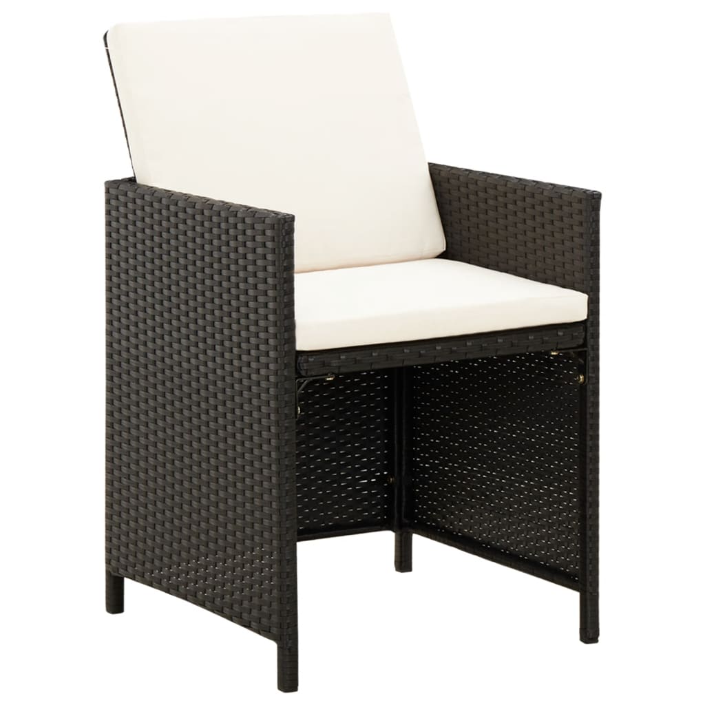 4-tlg. Gartenstuhl und Hocker Set Poly Rattan Schwarz – Bild 2
