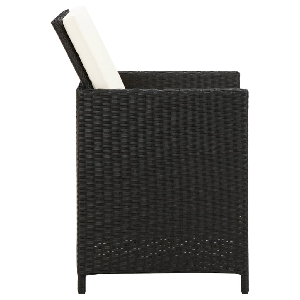 4-tlg. Gartenstuhl und Hocker Set Poly Rattan Schwarz – Bild 4