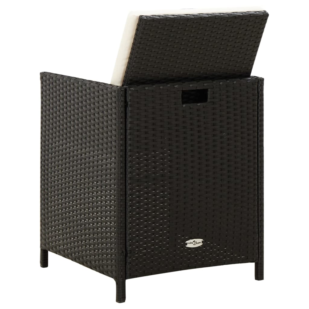 4-tlg. Gartenstuhl und Hocker Set Poly Rattan Schwarz – Bild 5