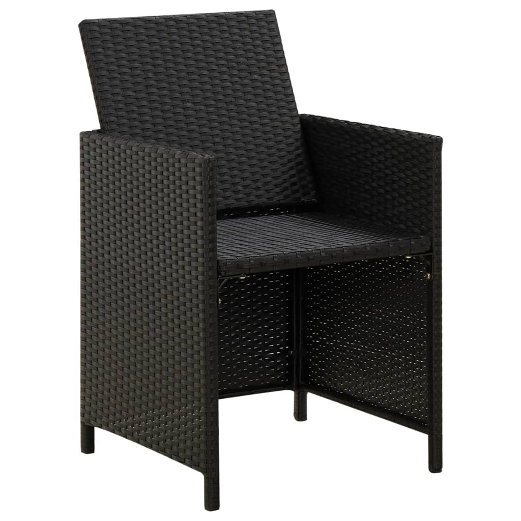 4-tlg. Gartenstuhl und Hocker Set Poly Rattan Schwarz – Bild 6
