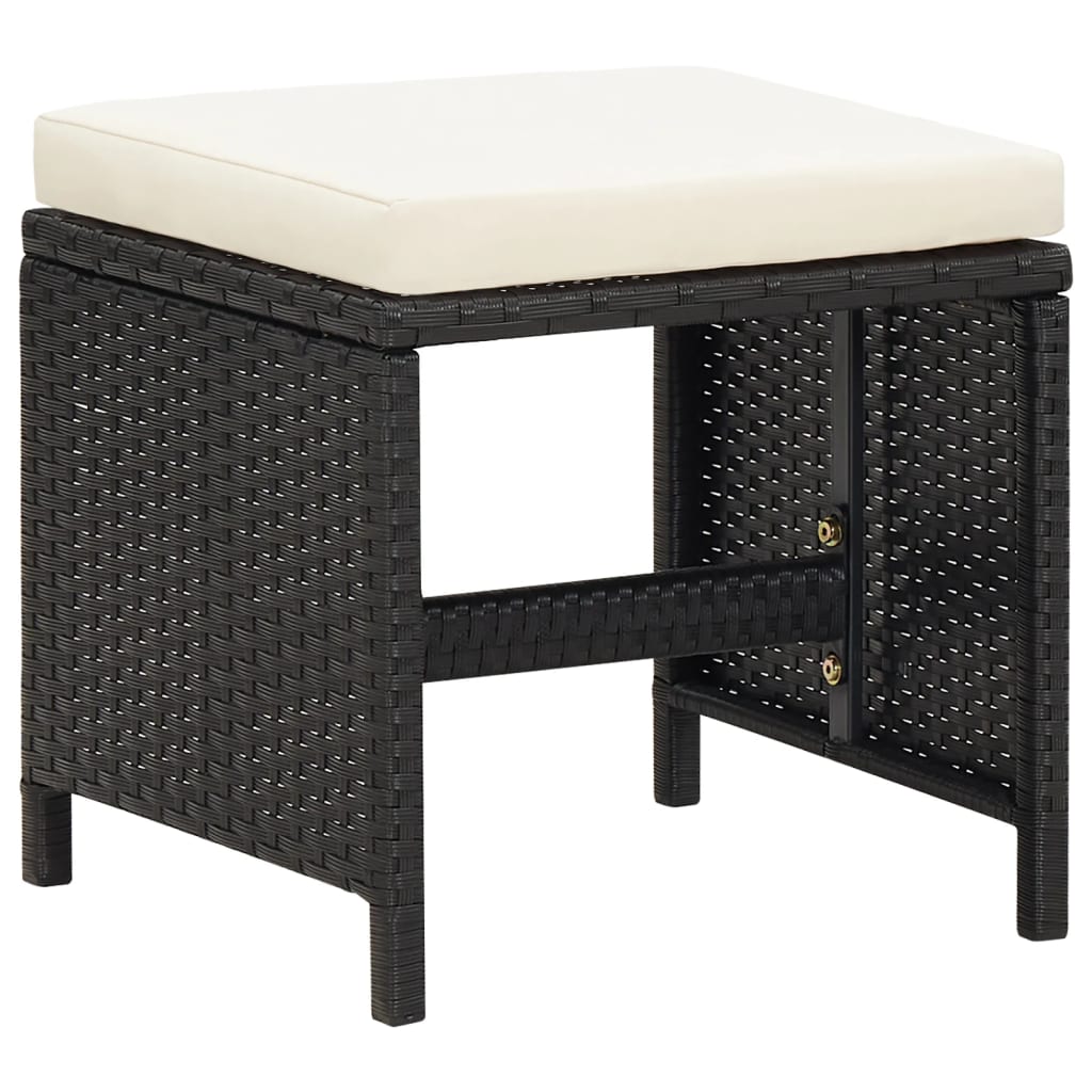 4-tlg. Gartenstuhl und Hocker Set Poly Rattan Schwarz – Bild 7