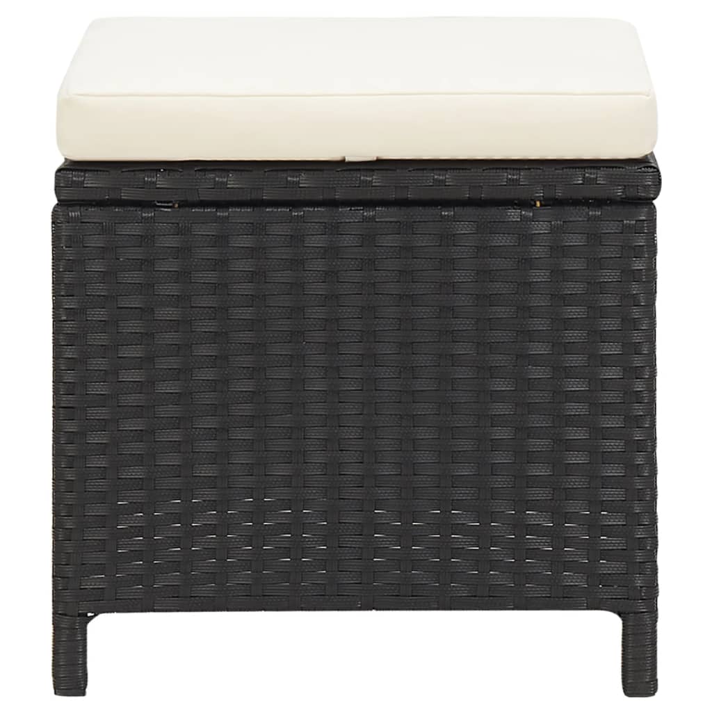 4-tlg. Gartenstuhl und Hocker Set Poly Rattan Schwarz – Bild 9